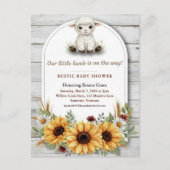 Little Lamb Sunflower Rustic Baby Shower ポストカード (正面)