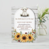 Little Lamb Sunflower Rustic Baby Shower 招待状 (スタンド正面)