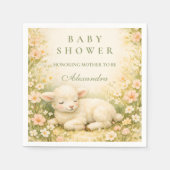 Little Lamb Wildflower Frame Baby Shower スタンダードカクテルナプキン (正面)