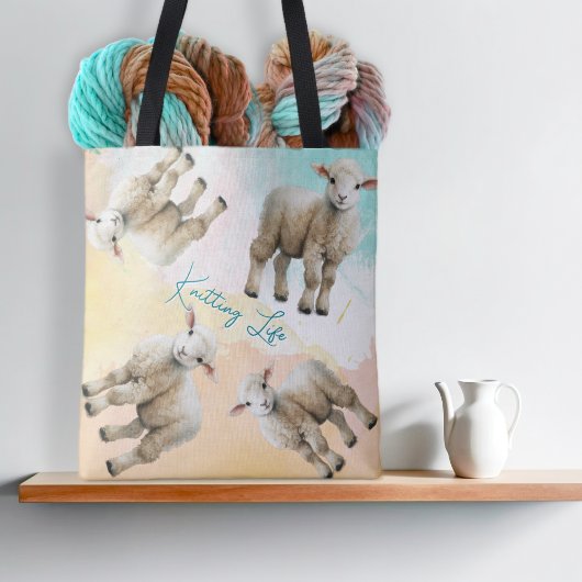 Little Lambs Knitting Life Yarn or Project Bag トートバッグ
