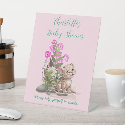 Little Leopard Baby Shower Snack Sign 台座サイン (インサイチュ)