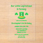Little Leprechaun 1st Birthday アクリル招待状 (正面)