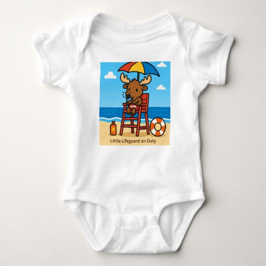 Little Lifeguard on Duty – 子供のビーチ安全Tee ベビーボディスーツ (正面)