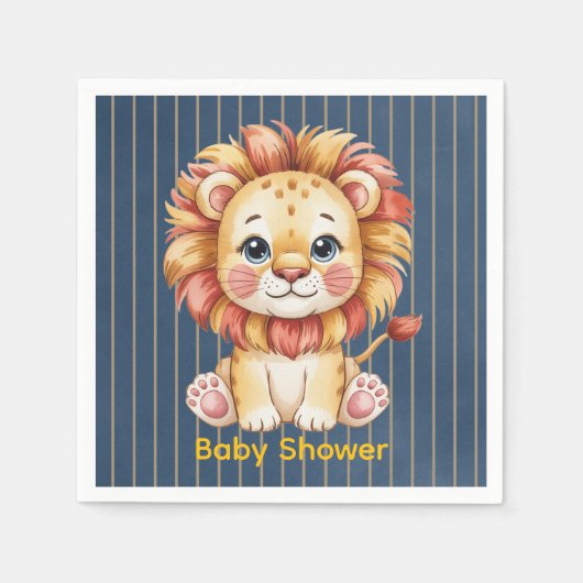 Little Lion Boy Baby Shower スタンダードカクテルナプキン (正面)