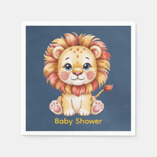 Little Lion Boy Baby Shower スタンダードカクテルナプキン (正面)