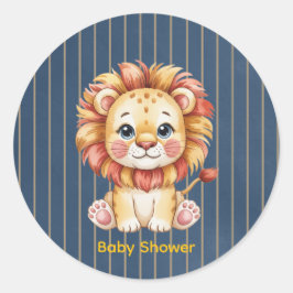Little Lion Boy Baby Shower ラウンドシール