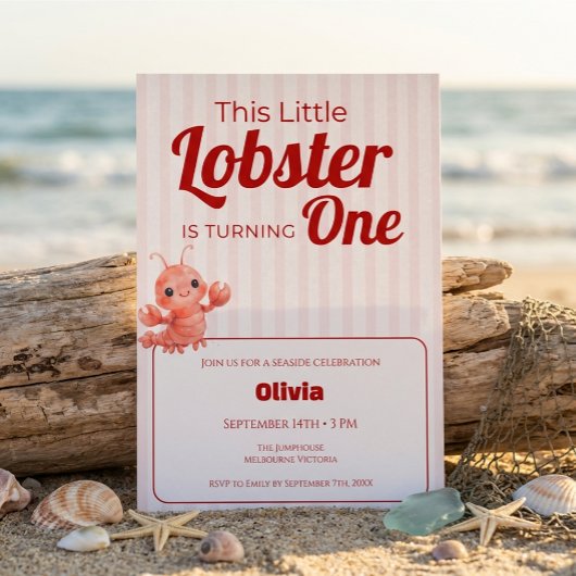 Little Lobster 1st Birthday Invitation 招待状
