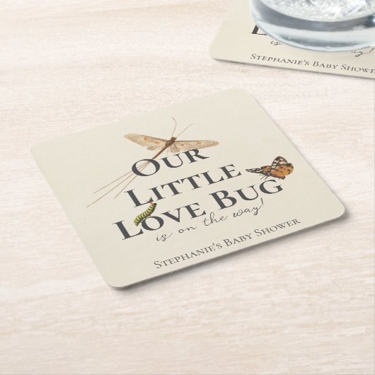 Little Love Bug Baby 男女兼用 Shower スクエアペーパーコースター (アングル)