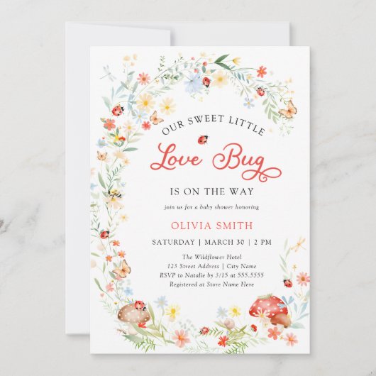 Little Love Bug Baby Shower 招待状 (正面)