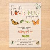 Little Love Bug Baby Shower Butterfly アクリル招待状 (正面)