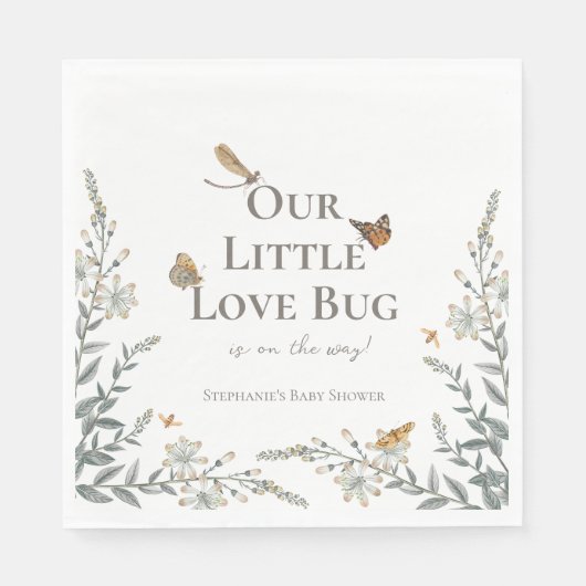 Little Love Bug Baby Shower Gender Neutral Napkins スタンダードランチョンナプキン (正面)