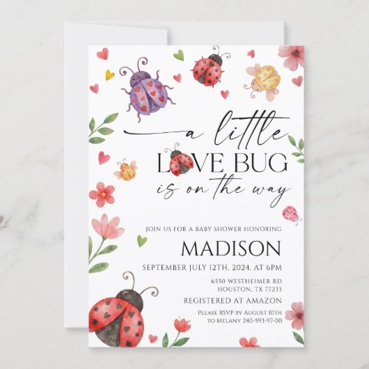 Little Love Bug Baby Shower Invitation 招待状 (正面)