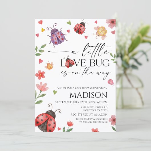 Little Love Bug Baby Shower Invitation 招待状 (スタンド正面)