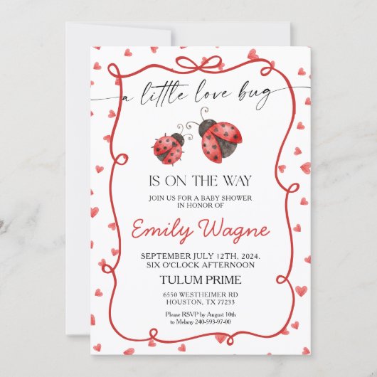 Little Love Bug Baby Shower Invitation 招待状 (正面)