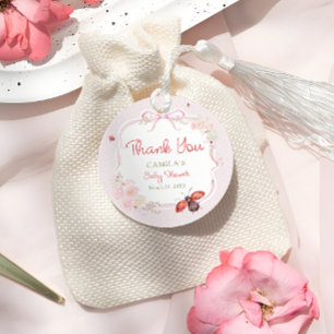 Little Love Bug Bloom ピンク ベビーシャワー サンクスカード フェイバータグ