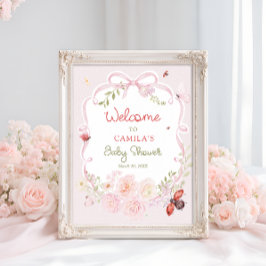 Little Love Bug Bloom Baby Shower Welcome  ポスター