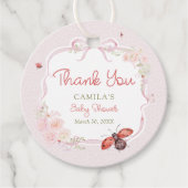 Little Love Bug Bloom Pink Baby Shower Thank you フェイバータグ (正面)