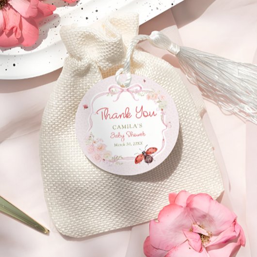 Little Love Bug Bloom Pink Baby Shower Thank you フェイバータグ