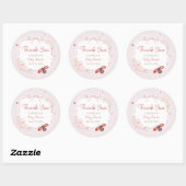 Little Love Bug Bloom Pink Baby Shower Thank you ラウンドシール (シート)