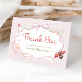 Little Love Bug Bow Baby Shower Thank You Card サンキューカード