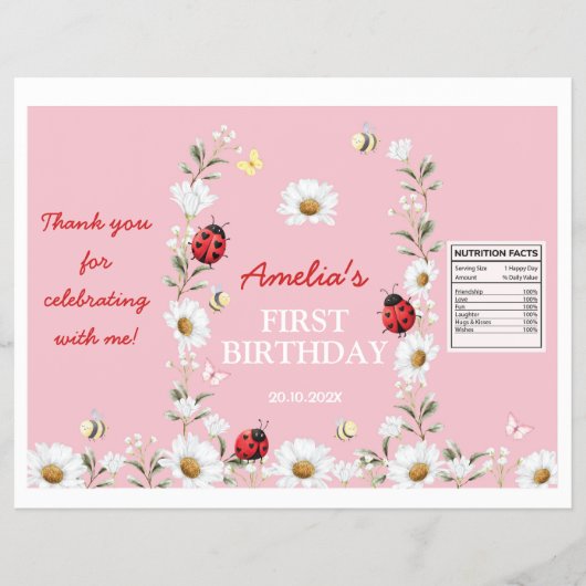 Little Love Bug Daisy Birthday Chip Bag Wrapper チラシ (正面)