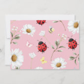 Little Love Bug Daisy Floral Birthday Photo Invite サンキューカード (裏面)