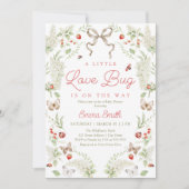 Little Love Bug Floral Bow Baby Shower Invitation 招待状 (正面)