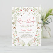 Little Love Bug Floral Bow Baby Shower Invitation 招待状 (スタンド正面)