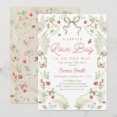 Little Love Bug Floral Bow Baby Shower Invitation 招待状 (正面/裏面)