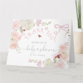 Little Love Bug Floral Bow Baby Shower Thank you サンキューカード (正面)