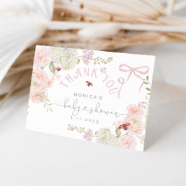 Little Love Bug Floral Bow Baby Shower Thank you サンキューカード