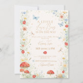 Little Love Bug Girl Baby Shower 招待状 (正面)