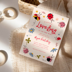 Little Love Bug Girl Baby Shower 招待状