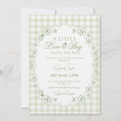 Little Love Bug Hand Drawn Green Baby Shower 招待状 (正面)