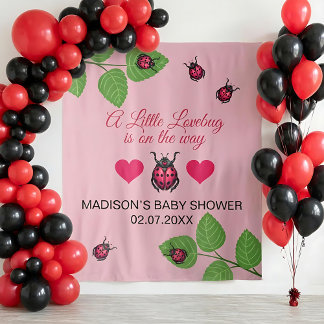 Little Love Bug Is On The Way Ladybug Baby Shower タペストリー