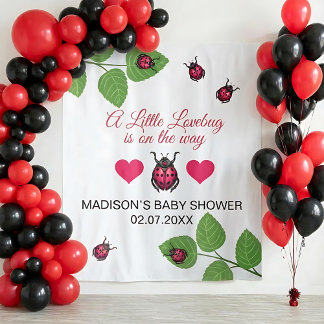 Little Love Bug Is On The Way Ladybug Baby Shower タペストリー