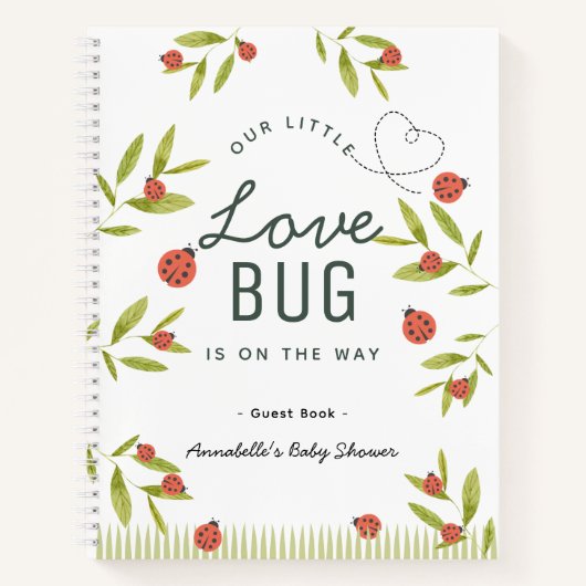 Little Love Bug Ladybug Baby Shower Guest Book ノートブック (正面)