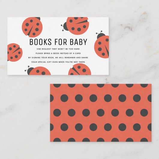 Little Love Bug Ladybug Books for Baby Shower Encl エンクロージャーカード (正面/裏面)