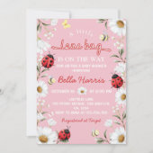 Little Love Bug Ladybug Daisy Baby Shower 招待状 (正面)