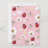 Little Love Bug Ladybug Daisy Floral Birthday 招待状 (裏面)