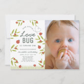 Little Love Bug Ladybug Girl Photo 1st Birthday In 招待状 (正面)