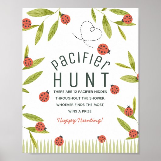 Little Love Bug Ladybug Green Baby Pacifier Hunt ポスター (正面)