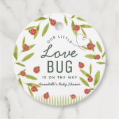 Little Love Bug Ladybug Leaf赤ちゃんシャワーありがとう フェイバータグ (正面)