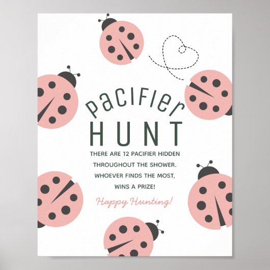 Little Love Bug Ladybug Pink Baby Pacifier Hunt ポスター (正面)