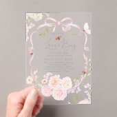 Little Love Bug Pink Bow Baby Shower アクリル招待状 (インサイチュ (ポータブル))