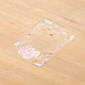 Little Love Bug Pink Bow Baby Shower アクリル招待状 (レイダウン)