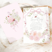 Little Love Bug Pink Bow Baby Shower 招待状