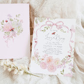 Little Love Bug Pink Bow Baby Shower 招待状