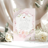 Little Love Bug Pink Bow Stripes Baby Shower 招待状