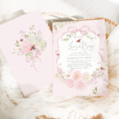 Little Love Bug Pink Bow Stripes Baby Shower 招待状